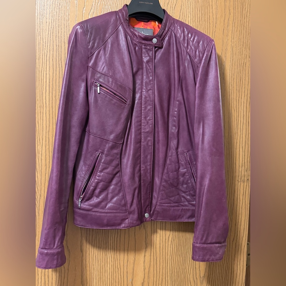 Cole Haan Women's Rich Purple Leather Jacket